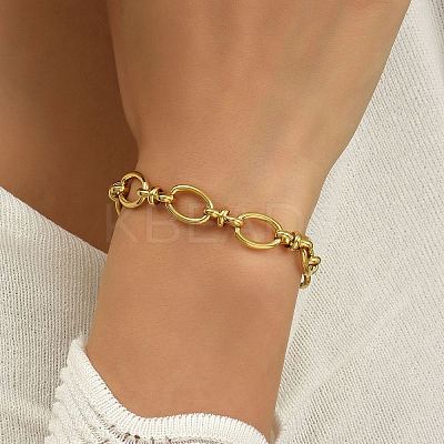 201 Stainless Steel Oval Link Chain Bracelet KM2112-1-1