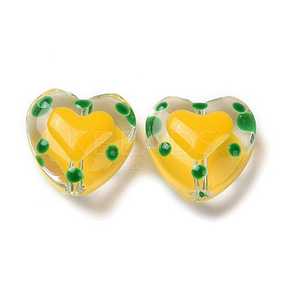 Glass Heart Beads GLAA-D005-01E-1
