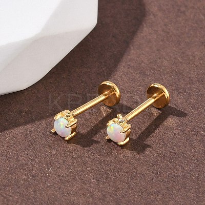 304 Stainless Steel Synthetic Opal Stud Earrings EJEW-B143-01G-01-1