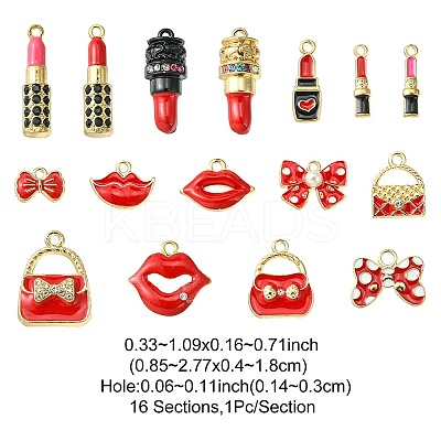 16Pcs 16 Style Alloy Enamel Pendants ENAM-YW0003-26-1