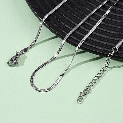 2MM 304 Stainless Steel Flat Snake Chain Necklaces NJEW-T016-20P-1