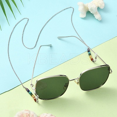 Natural & Synthetic Mixed Gemstone Disc Beaded Eyeglasses Chains AJEW-EH00392-1