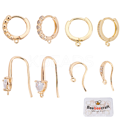 8Pcs 2 Style Brass Huggie Hoop Earring Findings KK-BBC0001-39-1