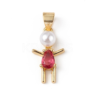 Rack Plating Brass Cubic Zirconia Pendants KK-F848-05G-1