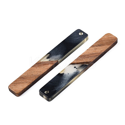 Transparent Resin & Walnut Wood Big Pendants RESI-N025-034-C01-1