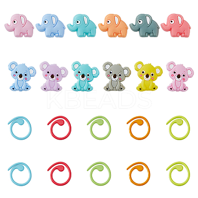 12Pcs Baking Paint Zinc Alloy Knitting Stitch Marker Rings DIY-DC0002-32-1