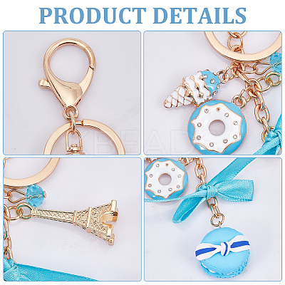 2Pcs 2 Colors Cute Sweet Macaron Cake Resin Keychain KEYC-WR0001-43-1