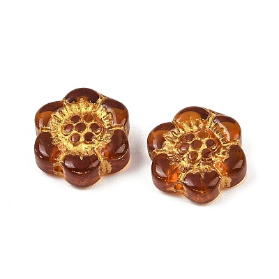 Baking Paint and Golden Metal Enlaced Glass Beads DGLA-T004-10M-1