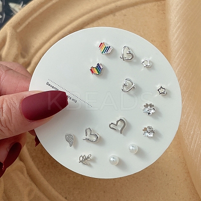 7 Pairs Anti-Tarnish Exquisite Alloy Stud Earrings Sets for Girls Women WG93702-03-1