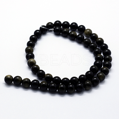 Natural Golden Sheen Obsidian Beads Strands G-I199-14-10mm-1