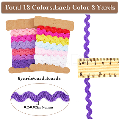 4 Cards 2 Styles  Polyester Wavy Fringe Trim Ribbon DIY-GF0009-48F-1