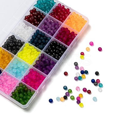18 Colors Transparent Glass Beads FGLA-X0001-04A-6mm-1