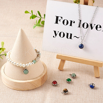 9Pcs 9 Styles Natural Mixed Stone Charms G-FW0001-28-1