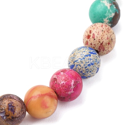 Natural Imperial Jasper Round Beaded Stretch Bracelets for Men Women BJEW-JB12570-01-1