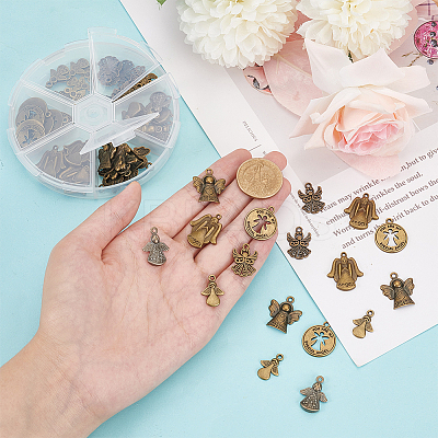60PCS 6Style Angel Tibetan Style Alloy Pendants TIBEP-PH0001-64-1