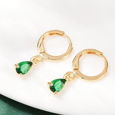 Brass Micro Pave Cubic Zirconia Teardrop Hoop Earrings EJEW-K309-18G-02-1