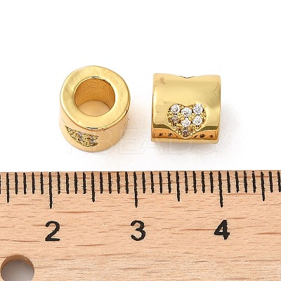 Rack Plating Brass Micro Pave Cubic Zirconia European Beads KK-K377-07G-1