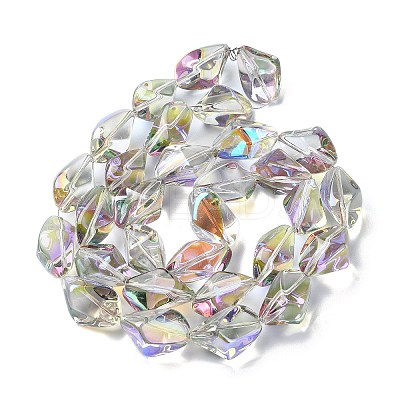 Half Rainbow Plated Electroplate Transparent Glass Beads Strands EGLA-E060-01A-HR02-1