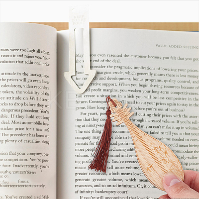 8Pcs 8 Style Ancient Musical Instrument Pipa Chinese Style Bookmark with Tassels for Book Lover AJEW-GO0001-13-1