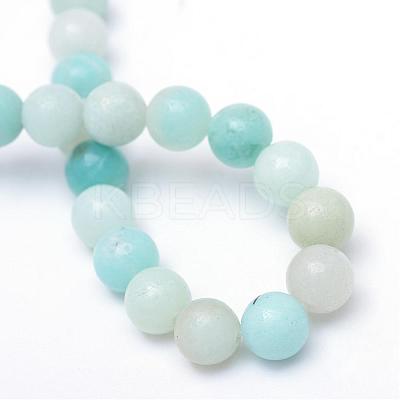 Round Natural Grade A Amazonite Bead Strands G-R345-8mm-16-1