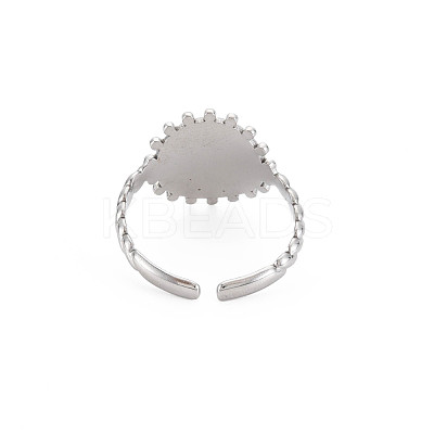Non-Tarnish 304 Stainless Steel Flat Round with Initial Letter Open Cuff Ring for Men Women RJEW-S405-246P-U-1