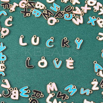 104Pcs Letter A~Z Alloy Enamel Pendant Charms JX170A-1