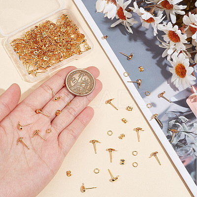 100Pcs Brass Teardrop Stud Earring Findings DIY-GO0001-15-1
