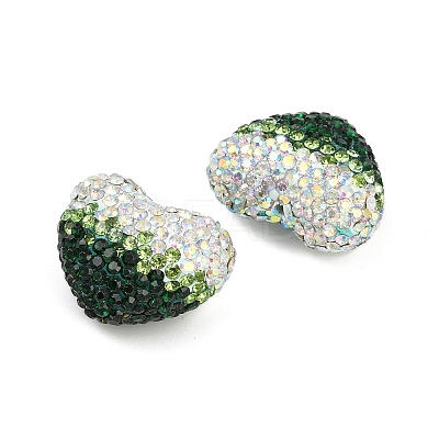 Gradient Color Heart Shaped Polymer Clay Rhinestone Beads CLAY-NH0002-03B-1