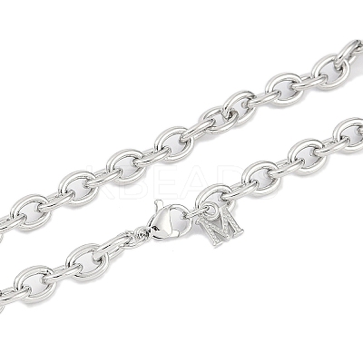 Brass M Pendant Cable Chain Necklace Making KK-U020-01P-1