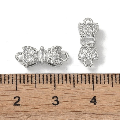 Brass Micro Pave Clear Cubic Zirconia Connector Charms KK-S367-21B-1