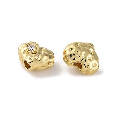 Brass Micro Pave Clear Cubic Zirconia Beads KK-U042-05G-1