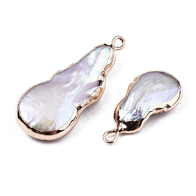 Electroplate Natural Baroque Pearl Keshi Pearl Pendants LS-PEAR-Q008-22G-1