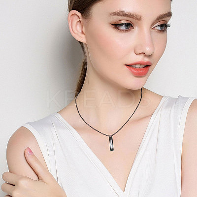 1Pc Glass Hourglass Rectangle Pet Memorial Keepsake Urn Ashes Pendant Necklaces NJEW-CA0001-27EB-1