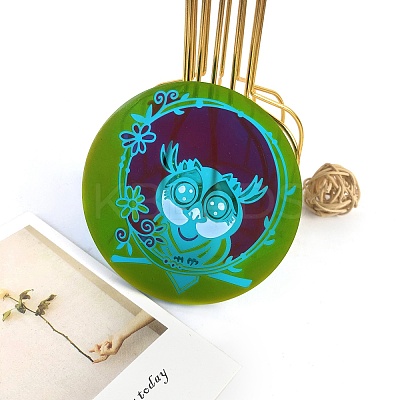 Flat Round with Owl & Flower DIY Cup Mat Silicone Molds LS-SIL-F007-06A-1