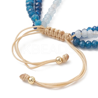Adjustable Dyed Natural Malaysia Jade Beaded Multi-strand Bracelets for Women Men BJEW-JB13577-03-1