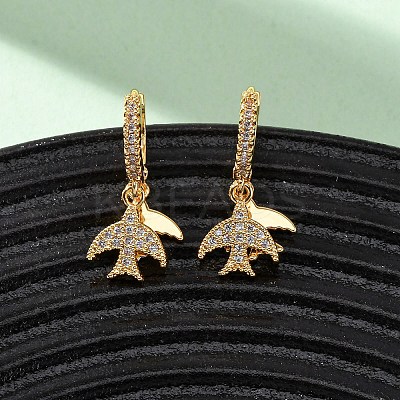 Swallow Brass Micro Pave Clear Cubic Zirconia Hoop Earrings EJEW-F384-06G-1