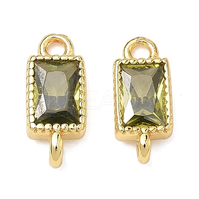 Brass Pave Cubic Zirconia Rectangle Connector Charms KK-P348-10G-02-1