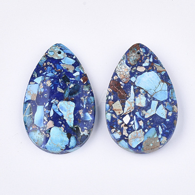 Assembled Synthetic Imperial Jasper and Natural Lapis Lazuli Pendants G-S329-075-1