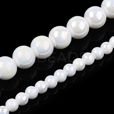 Electroplate Opaque Glass Beads Strands X-GLAA-T032-P8mm-AB02-1