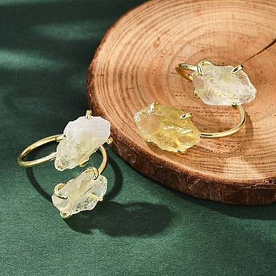 Natural Mixed Stone Cuff Rings RJEW-B122-02G-1