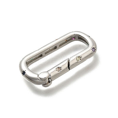 Brass Micro Pave Cubic Zirconia Spring Gate Rings KK-Z093-01P-1