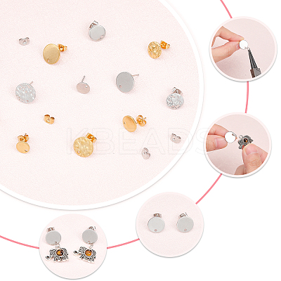 24Pcs 12 Style 304 & 201 Stainless Steel Stud Earring Findings STAS-CA0001-87-1
