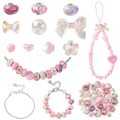 DIY Acrylic Beads & Brass European Style Bracelet Making Kits DIY-YW0012-21E-1
