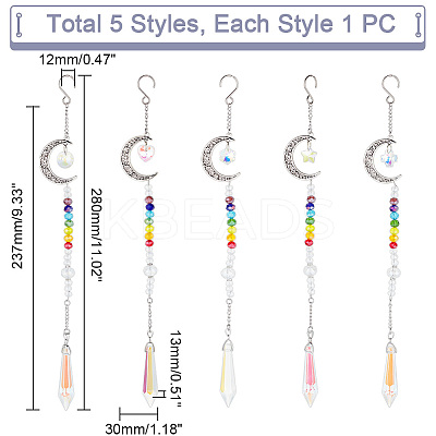 1 Set Alloy Moon Pendant Decorations HJEW-GA0001-36-1