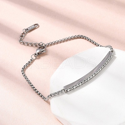 304 Stainless Steel Rhinestone Link Bracelets BJEW-P369-01P-1