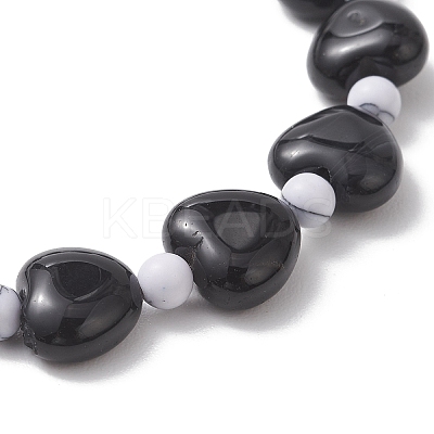 2Pcs Natural Howlite & Black Onyx Beaded Stretch Bracelets for Couple BJEW-JB13371-1