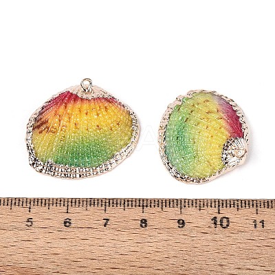 Spray Paint & Electroplate Natural Sea Shell Pendants SSHEL-N042-16C-1