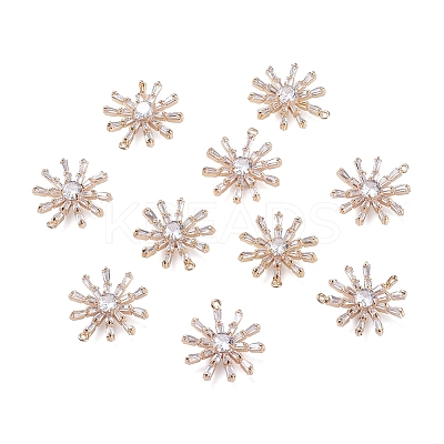 Brass Micro Pave Clear Cubic Zirconia Pendants LS-KK-I659-03G-1