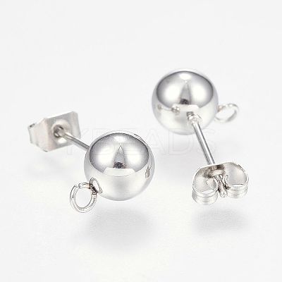Non-Tarnish 201 Stainless Steel Ball Stud Earring Post LS-X-STAS-F088-01P-1