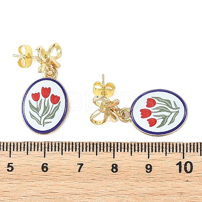 Printed Handmade Porcelain Dangle Earrings EJEW-JE07488-1